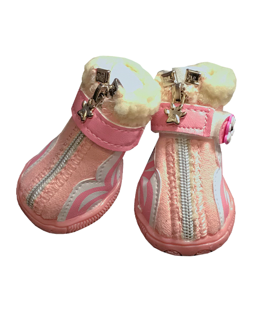 Pink dog booties