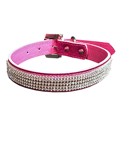 studded diamond pink dog collar