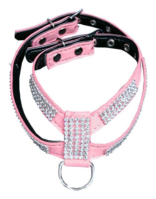 Pink diamond dog harness
