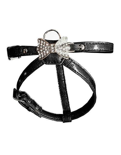 black dog collar with diamond bowtie
