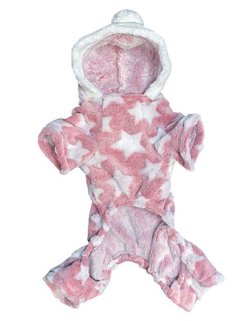 Pink fleece dog onesie