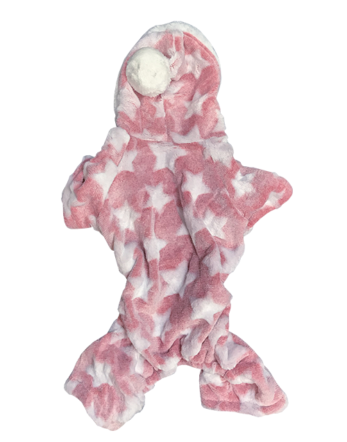 Pink fleece dog onesie hoodie