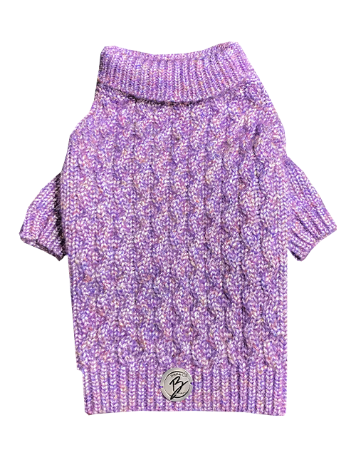 Purple knitted dog sweater